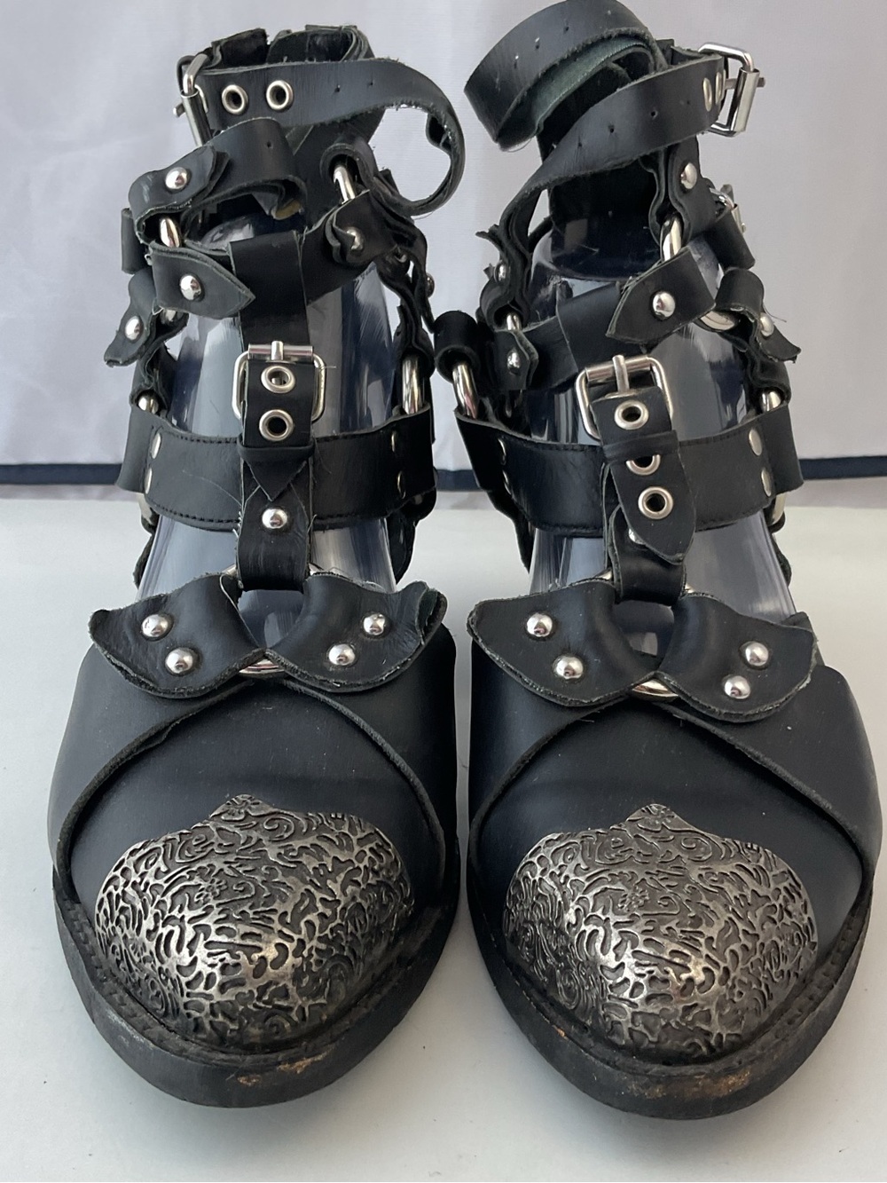 Extremely Rare Jeffrey Campbell Temeku Black/Silver Leather Boots Women’s Size 8 - Picture 2 of 16